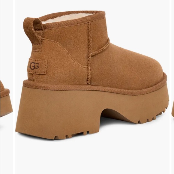 NWT NEW Ugg Classic Ultra Mini New Heights Platform Boot in Chestnut - Picture 7 of 8